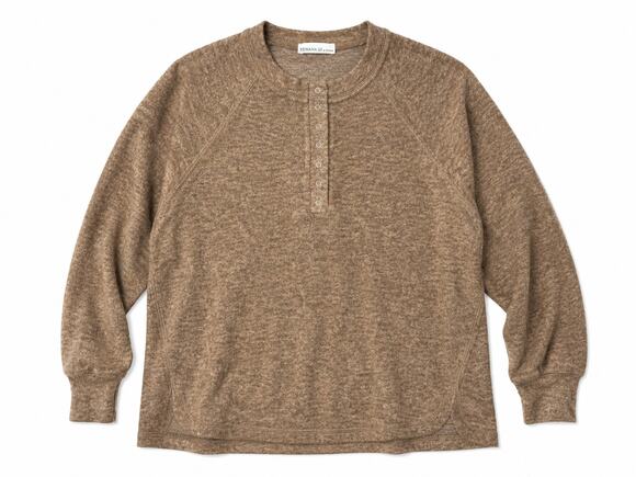 Zenana Outfitters Sweaters - Zenana Henley Snap Top Brown Long Sleeve Sweater HT-2321A Raglan S/M NWOT